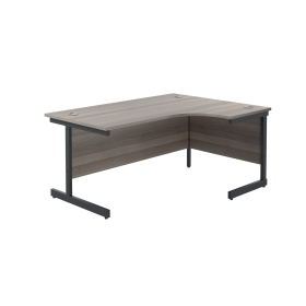Jemini Radial Right Hand Single Upright Cantilever Desk 1600mm x 1200mm x 730mm Grey Oak Black 764916 F