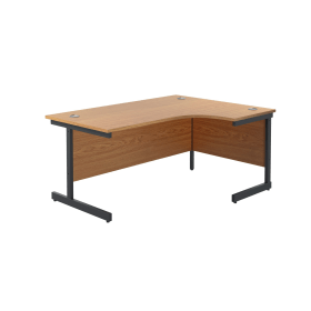 Jemini Radial Right Hand Single Upright Cantilever Desk 1600mm x 1200mm x 730mm Nova Oak Black 764918 F