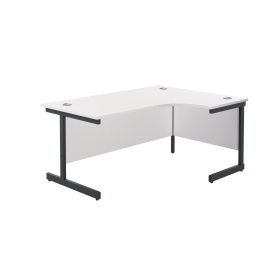 Jemini Radial Right Hand Single Upright Cantilever Desk 1600mm x 1200mm x 730mm White Black 764919 F