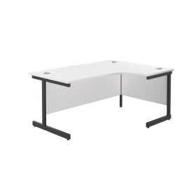 Jemini Radial Right Hand Single Upright Cantilever Desk 1800mm x 1200mm x 730mm White Black 764933 F