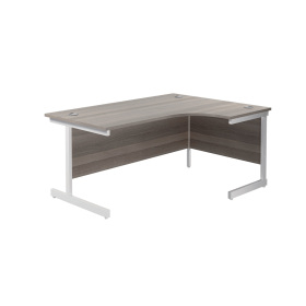 Jemini Radial Right Hand Single Upright Desk 1800mm x 800 1200mm x 730mm Grey Oak White 808313 F