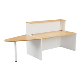 Jemini Reception Unit with Extension 1600mm x 800mm x 740mm Nova Oak White 577755 F