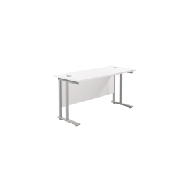 Jemini Rectangular Cantilever Desk 1200mm x 600mm x 730mm White Silver 574453 F
