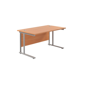 Jemini Rectangular Cantilever Desk 1200mm x 800mm x 730mm Beech Silver 574474 F