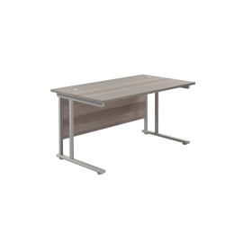 Jemini Rectangular Cantilever Desk 1200mm x 800mm x 730mm Grey Oak Silver 574475 F