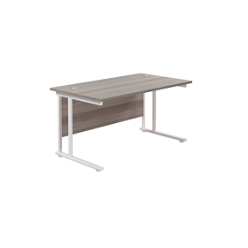 Jemini Rectangular Cantilever Desk 1200mm x 800mm x 730mm Grey Oak White 577135 F