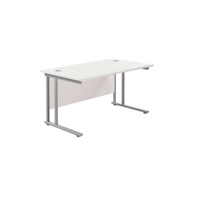 Jemini Rectangular Cantilever Desk 1200mm x 800mm x 730mm White Silver 574477 F