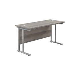 Jemini Rectangular Cantilever Desk 1400mm x 600mm x 730mm Grey Oak Silver 574457 F