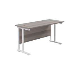 Jemini Rectangular Cantilever Desk 1400mm x 600mm x 730mm Grey Oak White 577129 F