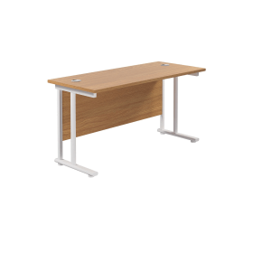 Jemini Rectangular Cantilever Desk 1400mm x 600mm x 730mm Nova Oak White 577130 F