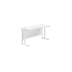 Jemini Rectangular Cantilever Desk 1400mm x 600mm x 730mm White White 577131 F