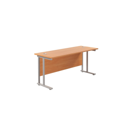 Jemini Rectangular Cantilever Desk 1600mm x 600mm x 730mm Beech Silver 574462 F