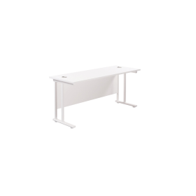 Jemini Rectangular Cantilever Desk 1600mm x 600mm x 730mm Grey Oak Silver 574463 F