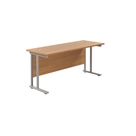 Jemini Rectangular Cantilever Desk 1600mm x 600mm x 730mm Nova Oak Silver 574464 F