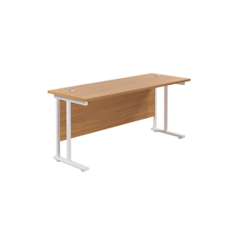 Jemini Rectangular Cantilever Desk 1600mm x 600mm x 730mm Nova Oak White 577156 F