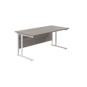 Jemini Rectangular Cantilever Desk 1600mm x 800mm x 730mm Grey Oak White 577238 F