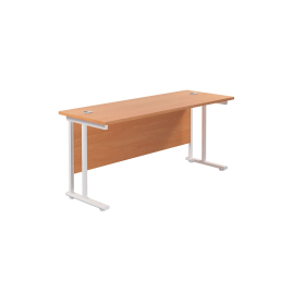 Jemini Rectangular Cantilever Desk 1800mm x 600mm x 730mm Beech White 577278 F