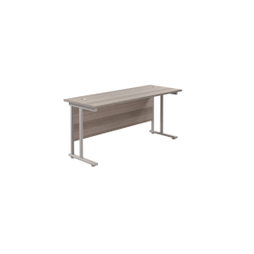 Jemini Rectangular Cantilever Desk 1800mm x 600mm x 730mm Grey Oak Silver 574469 F
