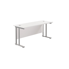 Jemini Rectangular Cantilever Desk 1800mm x 600mm x 730mm White Silver 574471 F