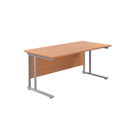 Jemini Rectangular Cantilever Desk 1800mm x 800mm x 730mm Beech Silver 574492 F