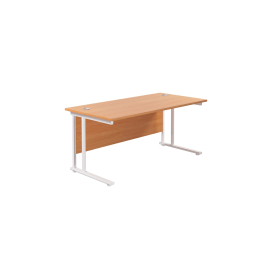 Jemini Rectangular Cantilever Desk 1800mm x 800mm x 730mm Beech White 577307 F