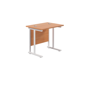 Jemini Rectangular Cantilever Desk 800mm x 600mm x 730mm Beech White 577088 F