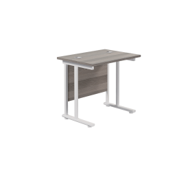 Jemini Rectangular Cantilever Desk 800mm x 600mm x 730mm Grey Oak White 577089 F