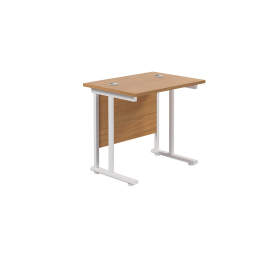 Jemini Rectangular Cantilever Desk 800mm x 600mm x 730mm Nova Oak White 577090 F