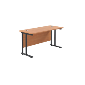 Jemini Rectangular Double Upright Cantilever Desk 1200mm x 600mm x 730mm Beech Black 764987 F