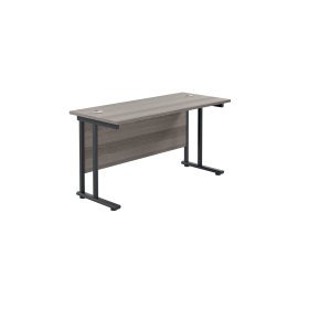 Jemini Rectangular Double Upright Cantilever Desk 1200mm x 600mm x 730mm Grey Oak Black 764989 F