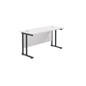 Jemini Rectangular Double Upright Cantilever Desk 1200mm x 600mm x 730mm White Black 764992 F