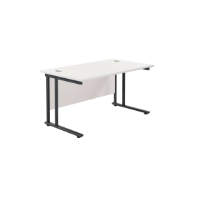 Jemini Rectangular Double Upright Cantilever Desk 1200mm x 800mm x 730mm White Black 764998 F