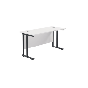 Jemini Rectangular Double Upright Cantilever Desk 1400mm x 600mm x 730mm White Black 764872 F