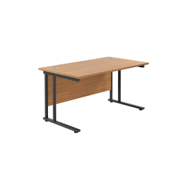 Jemini Rectangular Double Upright Cantilever Desk 1400mm x 800mm x 730mm Nova Oak Black 764907 F