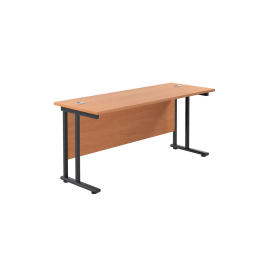 Jemini Rectangular Double Upright Cantilever Desk 1600mm x 600mm Beech Black 764921 F