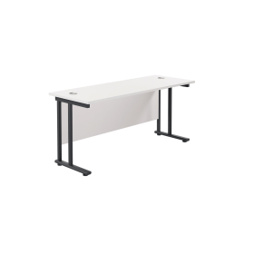 Jemini Rectangular Double Upright Cantilever Desk 1600mm x 600mm White Black 764943 F