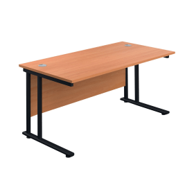 Jemini Rectangular Double Upright Cantilever Desk 1600mm x 800mm Beech Black 764944 F