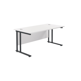 Jemini Rectangular Double Upright Cantilever Desk 1600mm x 800mm White Black 764949 F