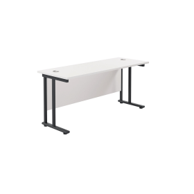 Jemini Rectangular Double Upright Cantilever Desk 1800mm x 600mm x 730mm White Black 764955 F