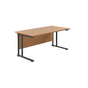Jemini Rectangular Double Upright Cantilever Desk 1800mm x 800mm x 730mm Nova Oak Black 764960 F