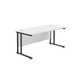Jemini Rectangular Double Upright Cantilever Desk 1800mm x 800mm x 730mm White Black 764961 F