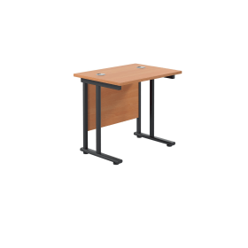 Jemini Rectangular Double Upright Cantilever Desk 800mm x 600mm x 730mm Beech Black 764962 F