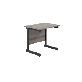 Jemini Rectangular Double Upright Cantilever Desk 800mm x 600mm x 730mm Grey Oak Black 764902 F