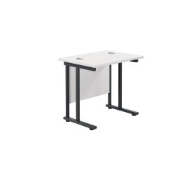 Jemini Rectangular Double Upright Cantilever Desk 800mm x 600mm x 730mm White Black 764967 F