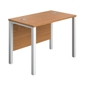 Jemini Rectangular Goal Post Desk 1000mm x 600mm x 730mm Nova Oak White 594841 F