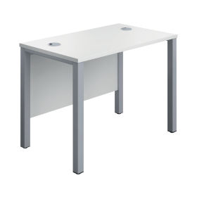 Jemini Rectangular Goal Post Desk 1000mm x 600mm x 730mm White Silver 594842 F