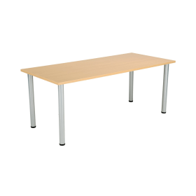Jemini Rectangular Meeting Table 1800mm x 800mm x 730mm Nova Oak Silver 577338 F
