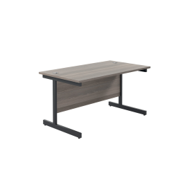 Jemini Rectangular Single Upright Cantilever Desk 1200mm x 800mm x 730mm Grey Oak Black 764853 F