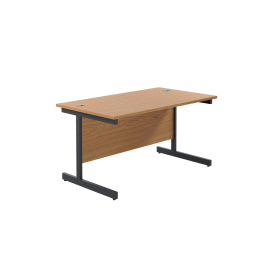 Jemini Rectangular Single Upright Cantilever Desk 1200mm x 800mm x 730mm Nova Oak Black 764855 F