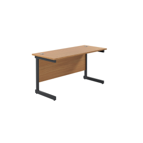 Jemini Rectangular Single Upright Cantilever Desk 1400mm x 600mm x 730mm Nova Oak Black 764862 F